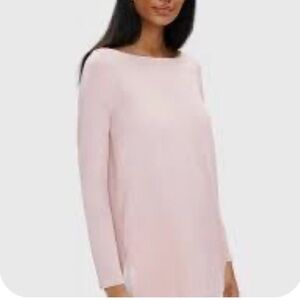 Eileen Fisher Tunic Sweater Light Pink Boat Neck Ribbed Size Medium